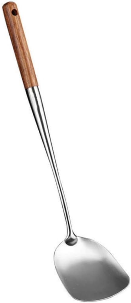 Wooden Handle Cooking Spatula Stainless Steel for Wok Stir Fry
