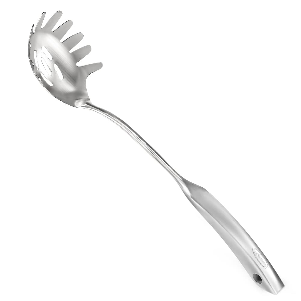 5 Pcs Newness Cooking Utensils Set, 304 Stainless Steel Kitchen Utensils Set, Metal Kitchen Accessories, Including Soup Ladle, Slotted Skimmer Spoon, Spaghetti Spoon and Spatula, Dishwasher Safe