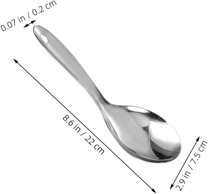 Toyvian Stainless Steel Rice Paddle Spoons, 2Pcs Kitchen Serving Utensils