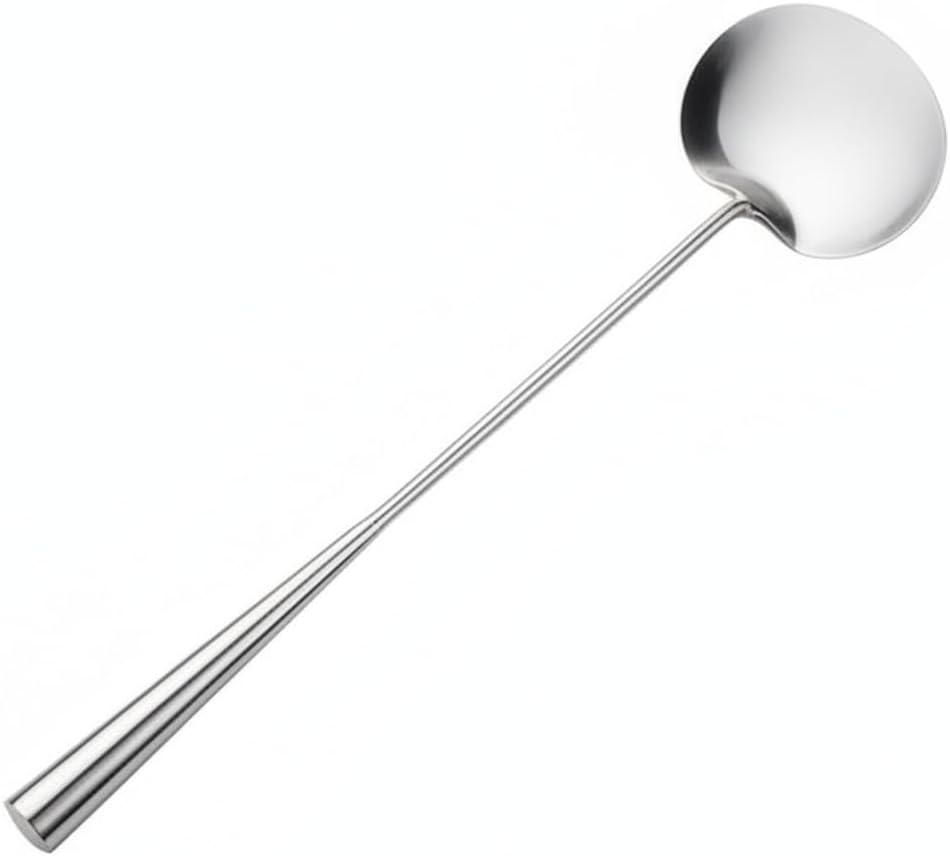 Stainless Steel Wok Spatula with Long Handle, Stir Fry Turner for Deep Woks, Silver