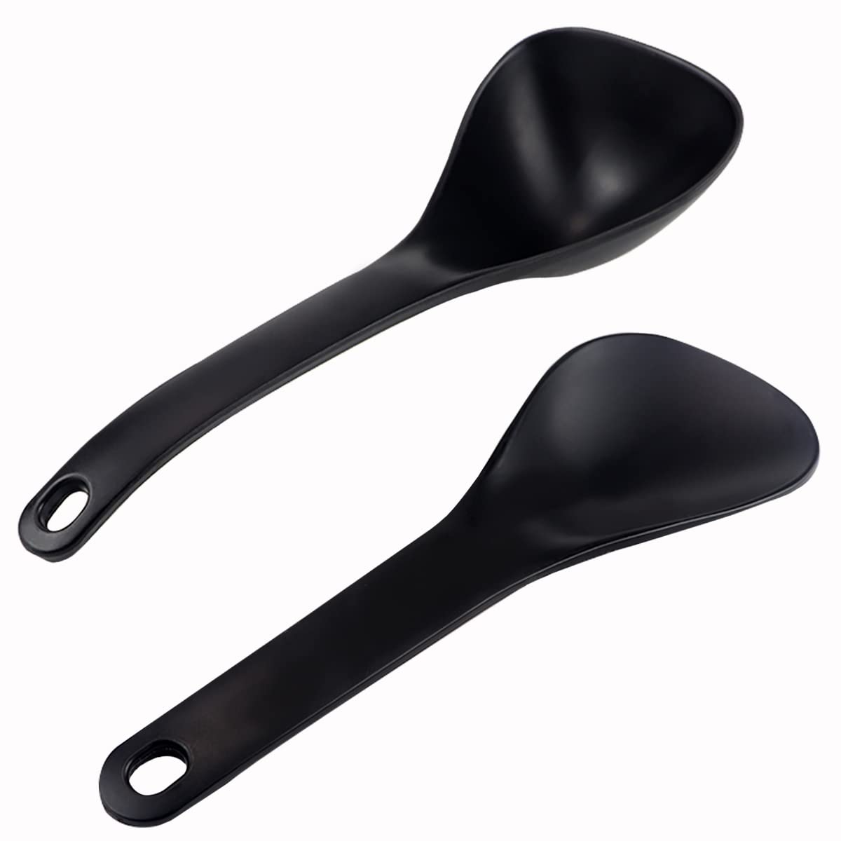 DOERDO 2pcs Rice Paddle Spoon Soup Spoon Heat Resistant Rice Scooper Kitchen Utensil for Mixing, Serving, Cooking, White
