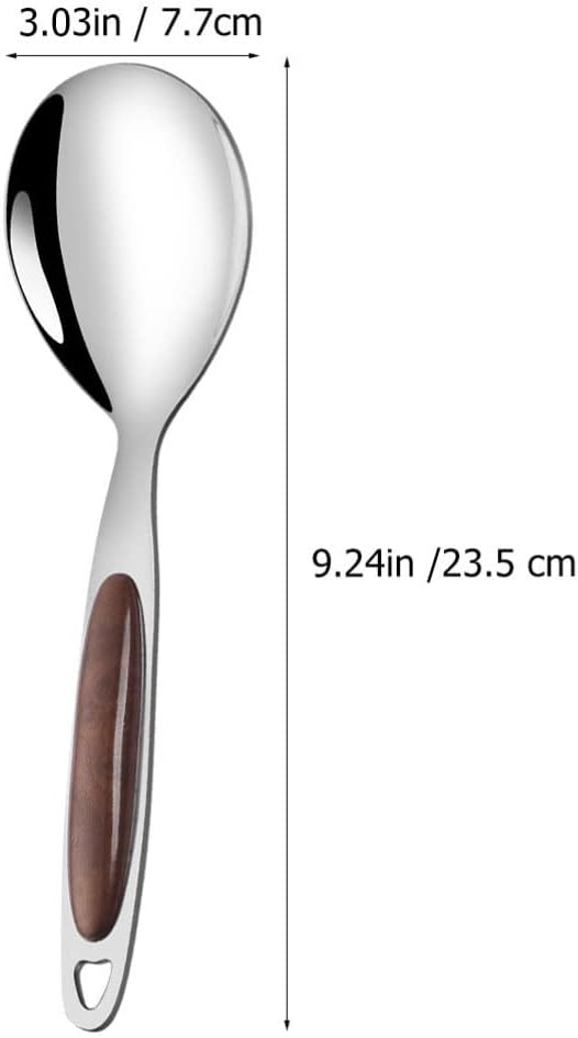 HEMOTON Rice Paddle Spoon 2Pcs Rice Paddle Spoon Stainless Steel Serving Scooper Non- stick Spatula Server