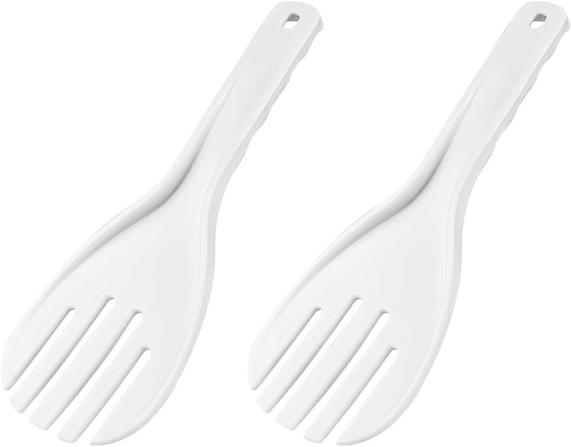 DOERDO 2 Pcs Rice Serving Spoon - Plastic Rice Paddle with Hanging Hole White 10 Inch PP Spatula for Kitchen Restaurant Cooking Utensil