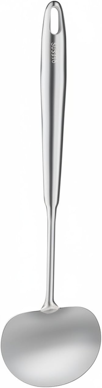 316 Stainless Steel Mushroom Head Spatula for Woks & Curved Pans, Ergonomic Stir Fry Spoon for Cleaning and Flipping