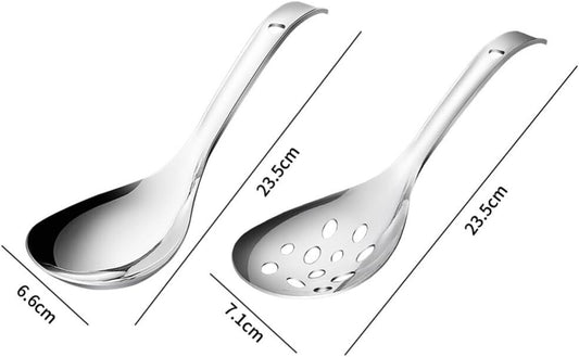 Luxshiny 2-piece Stainless Steel Rice Scooper Set Daily Use Slotted Spoons for Serving Rice Buffet Restaurant Home Kitchen Portable 9.25 inch Utensils