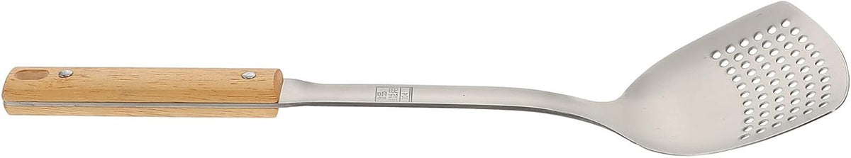 Wok Spatula for Stir Fry with Wooden Handle Stainless Steel