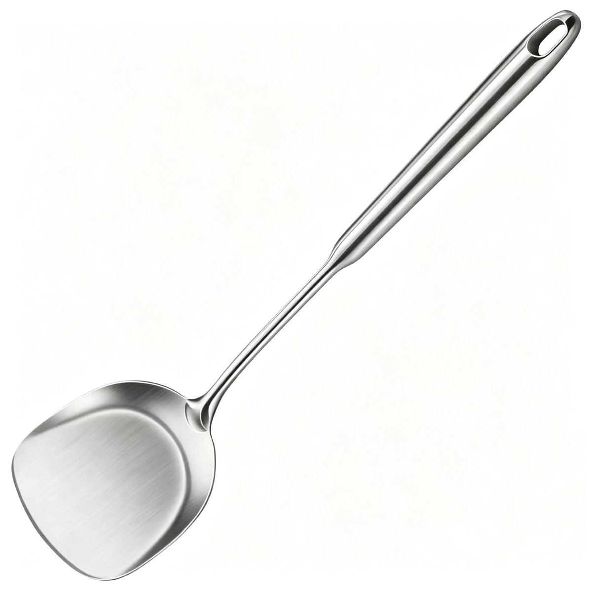 Stainless Steel Wok Spatula,Metal Flipper for Kitchen Cooking,Extra Long Handle Wide Cooking Scraper,Heavy Duty Pancake Turner,Silver,15.4 Inches,1 Piece
