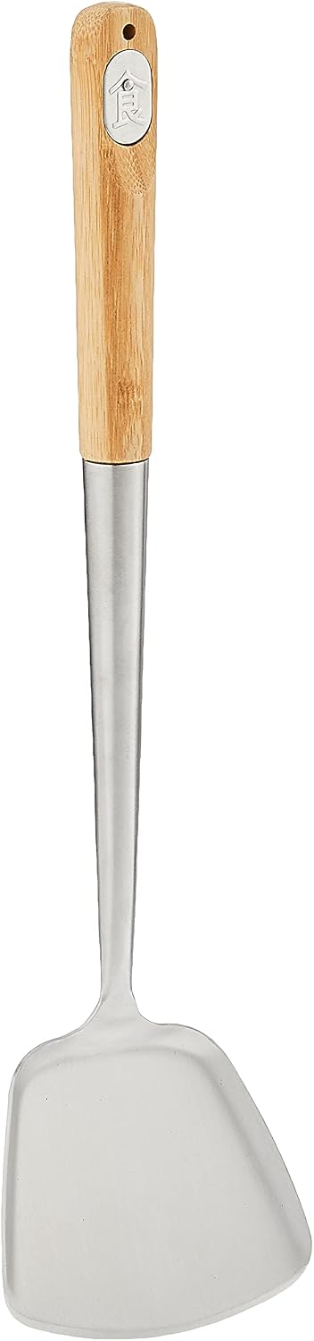 TableCraft Wok Spatula with Bamboo Handle, 14.5-Inch, Stainless Steel