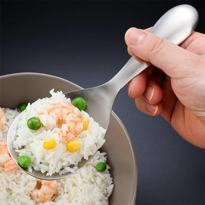 Thickened Stainless Steel Non-Stick Rice Spoon,Stainless Steel Rice Spoon,Durable, Non-Stick Food Rice Spoon Paddle, Easy to Clean, Suitable for Home Hotel Restaurant (2pcs)
