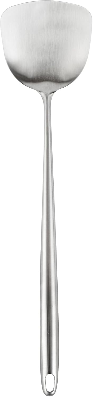 Restaurantware Stainless Steel Wok Spatula 1 Count 17 Inch Long Handle Cooking Utensil, Heat-Resistant, Dishwasher-Friendly Wok Accessory, Silver Kitchen Tool for Stir-Fry