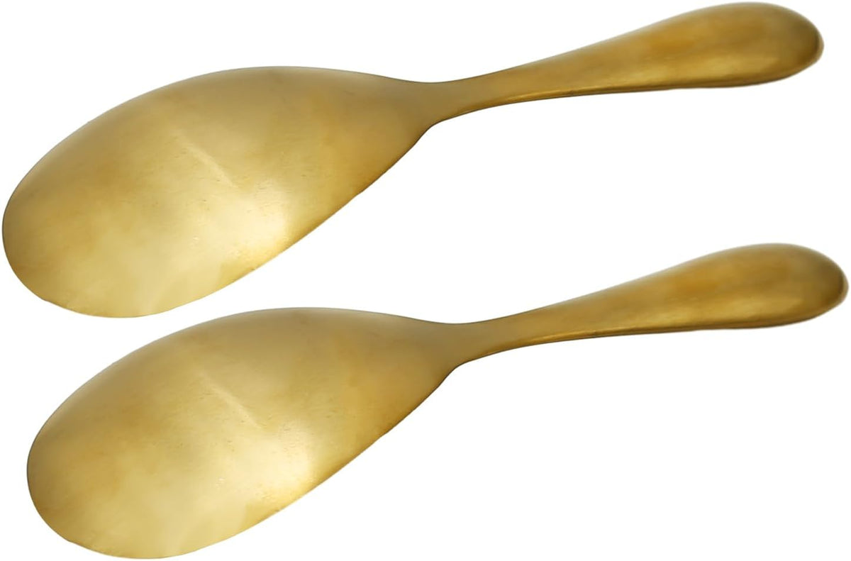 2 Pack 8 Inch Stainless Steel Rice Spoons, Thickened Heat Resistant Serving Spoon, for Kitchen, Gold