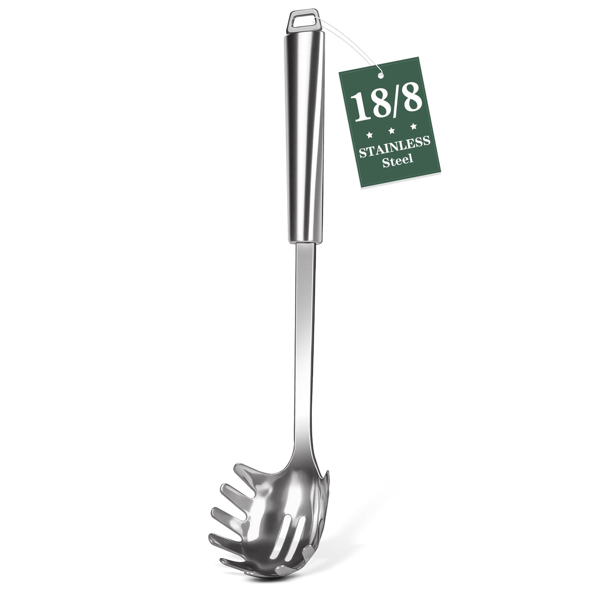 304 Stainless Steel Slotted Spoons for Cooking, Skimmer Ladle, Heavy Duty Sturdy Large Strainer Spoon with Hanging Hole, Heat Resistant Metal Kitchen Utensil, Ergonomic Handle, Dishwasher Safe