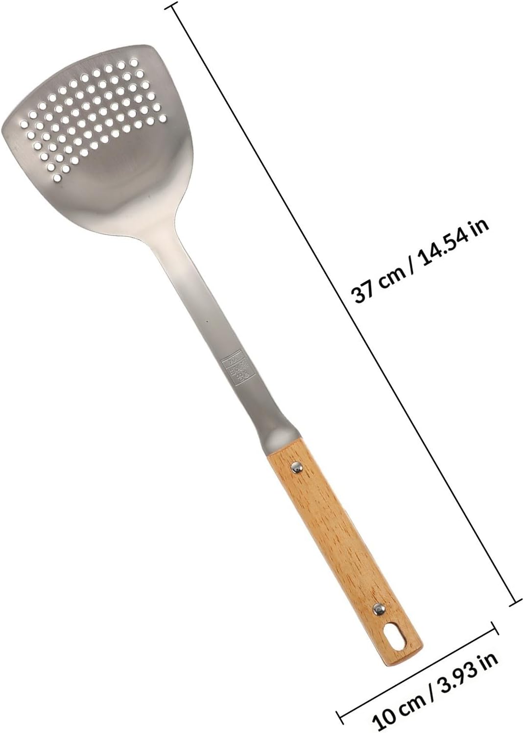 Wok Spatula for Stir Fry with Wooden Handle Stainless Steel
