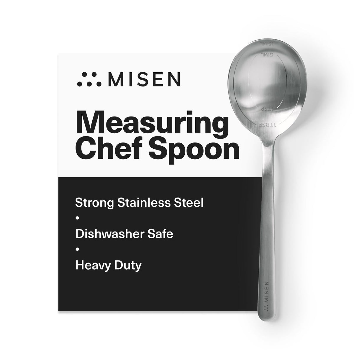 Misen Slotted Chef Spoon – Stainless Steel Draining and Serving Spoon for Pasta Vegetables Poached Eggs Fried Foods Meatballs Braises and Everyday Cooking and Kitchen Prep