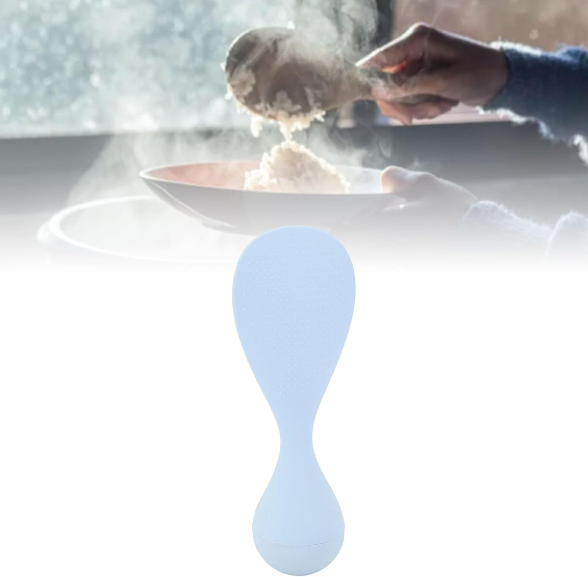 Non Stick Rice Scooper, Never Fall Self Standing Rice Spoon Spoon with Ergonomic Handle, Reusable Rice Paddle, Easy to Clean Restaurant Cooking Utensil (2)