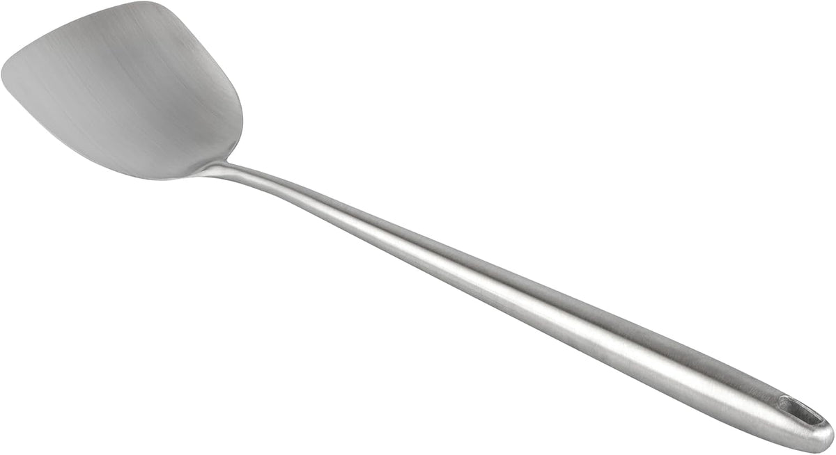Restaurantware Stainless Steel Wok Spatula 1 Count 17 Inch Long Handle Cooking Utensil, Heat-Resistant, Dishwasher-Friendly Wok Accessory, Silver Kitchen Tool for Stir-Fry