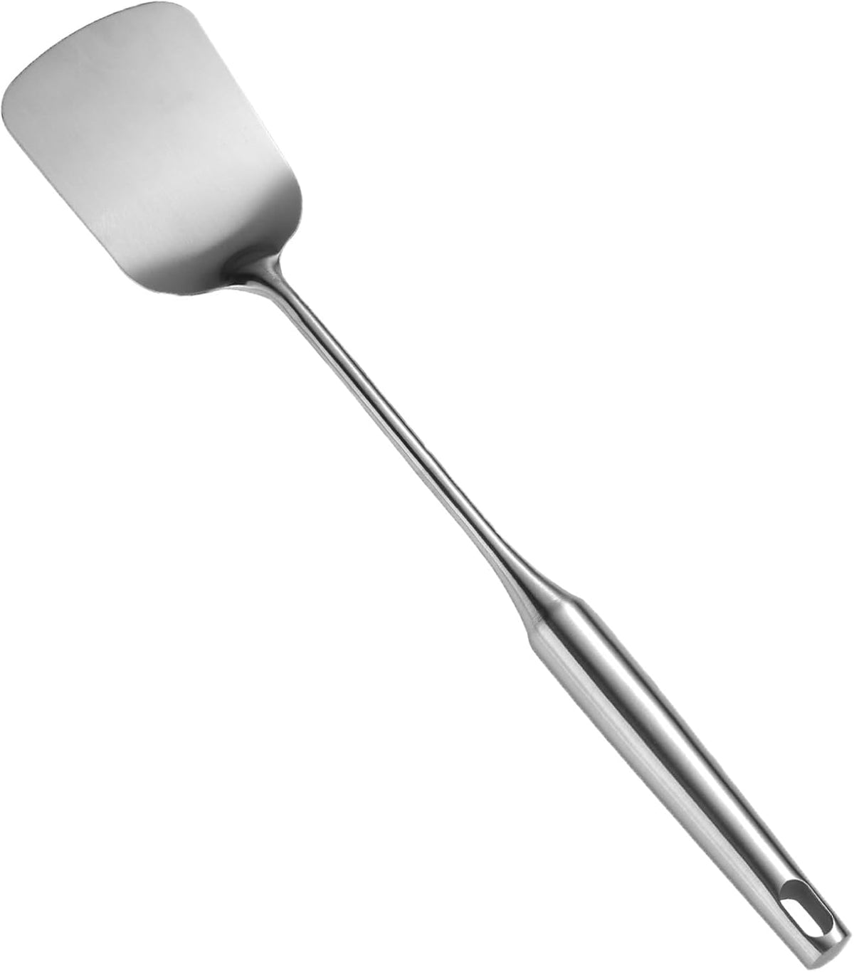 Stainless Steel Wok Spatula,Metal Flipper for Kitchen Cooking,Extra Long Handle Wide Cooking Scraper,Heavy Duty Pancake Turner,Silver,15.4 Inches,1 Piece