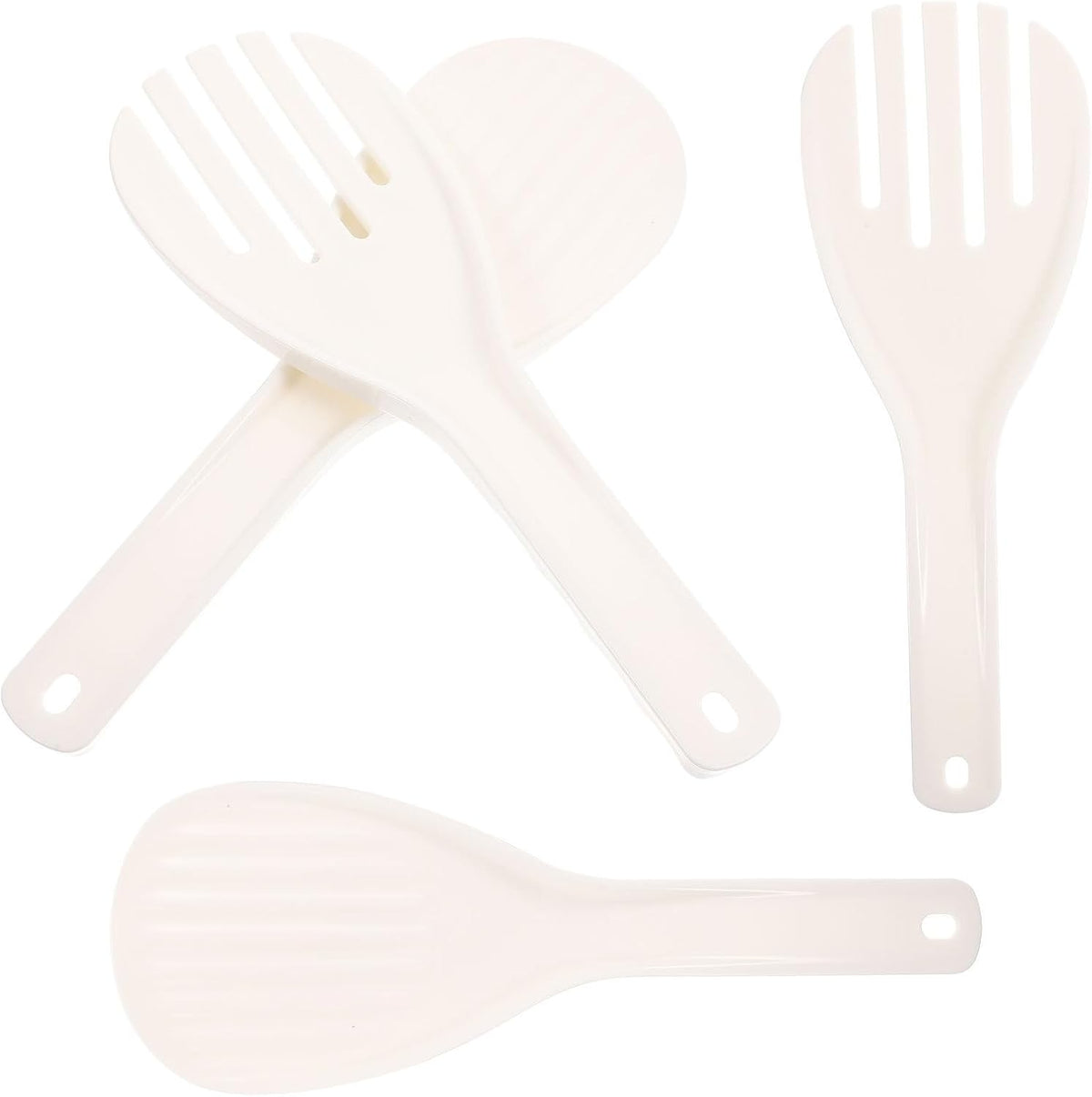 4pcs Reusable White PP Rice Paddle Serving Spoon