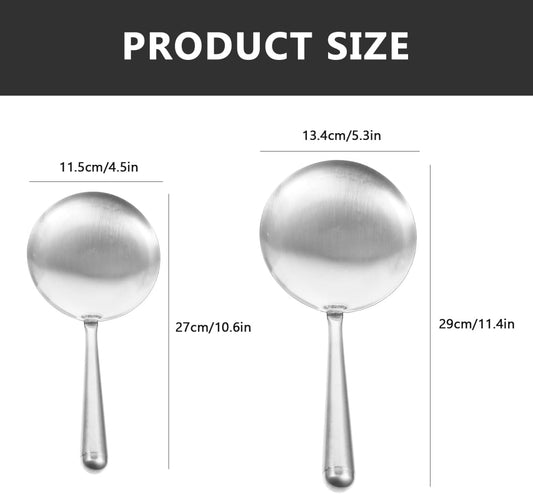 DOITOOL 2 Pack Stainless Steel Tofu Spoon Kitchen Food Serving Spoon Flat Ladle for Silken Tofu Rice Soup Water One-Piece Molded Handle Home Cooking Utensil