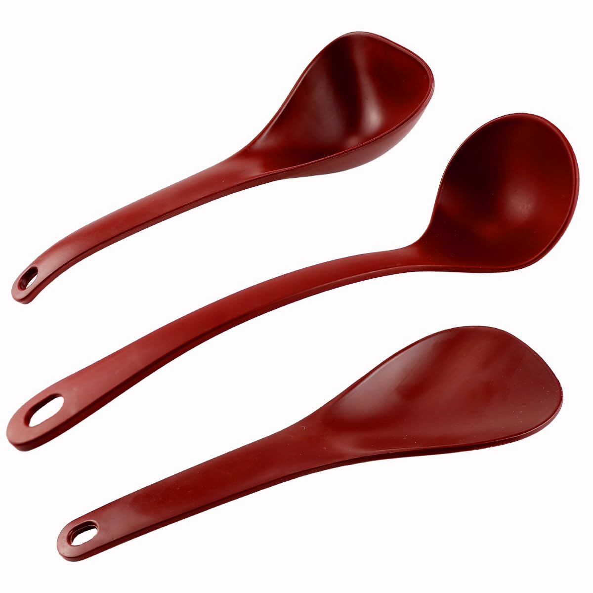DOERDO 3Pcs Rice Paddle Spoon Soup Spoon Non Stick Rice Scooper Cooking spoon for Rice Soup Potato, Black