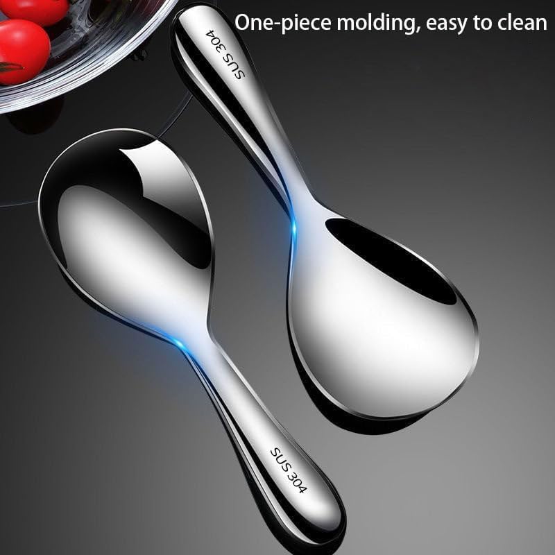 Thickened Stainless Steel Non-Stick Rice Spoon,Stainless Steel Rice Spoon,Durable, Non-Stick Food Rice Spoon Paddle, Easy to Clean, Suitable for Home Hotel Restaurant (2pcs)