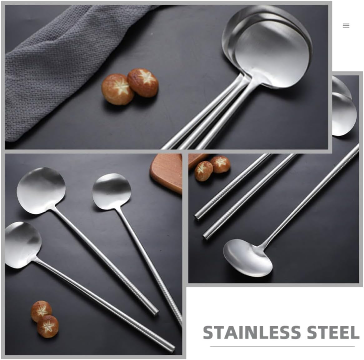 Wok Spatula Stir Fry Cooking for Kitchen with Long Handle Stainless Steel
