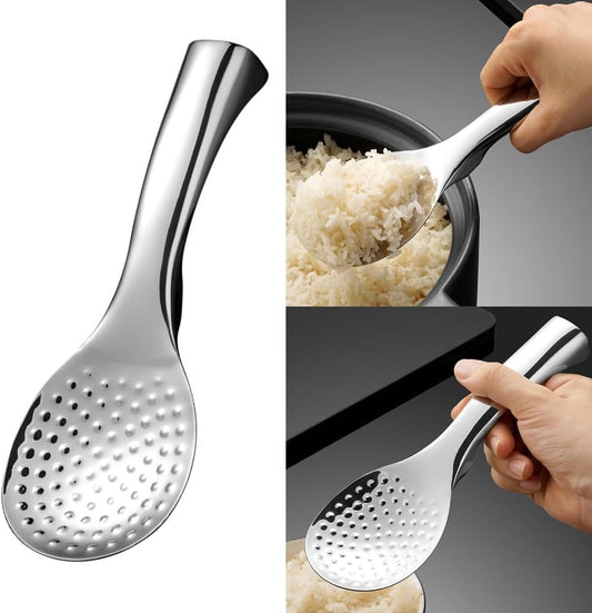 Space Saving Upright Rice Scoops Professional Stainless Steel Rice Serving Spoon with Comfortable Grip Handle