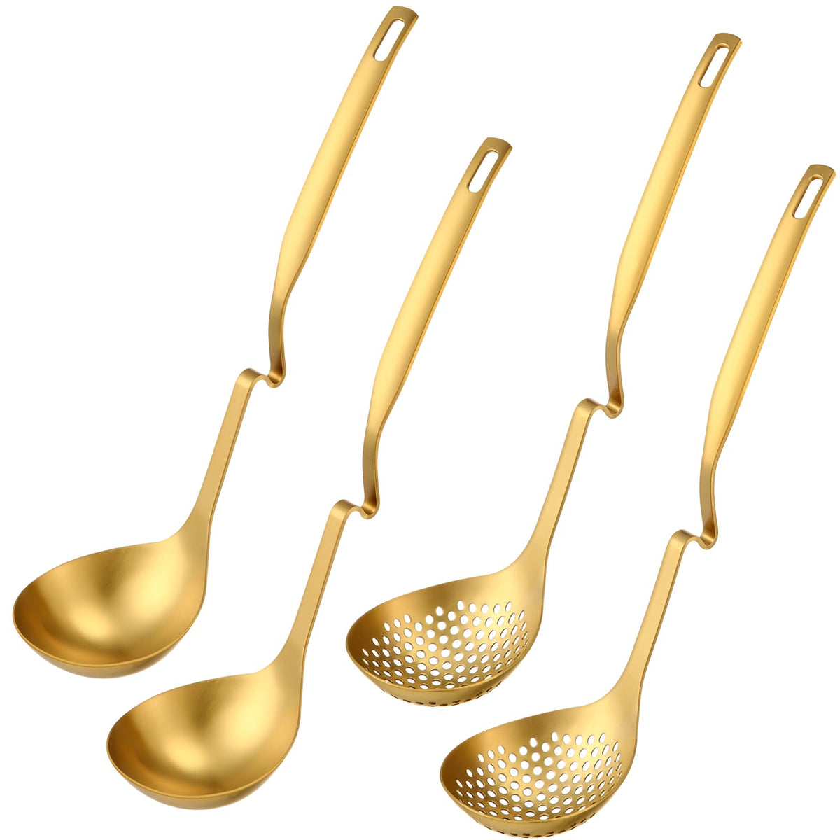 Patelai 4 Pcs Hot Pot Slotted Ladle Set Stainless Steel, Silver