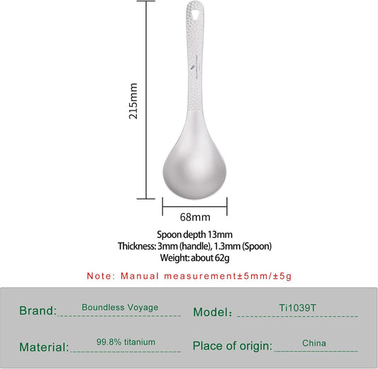 iBasingo Titanium Soup Spoon Large Rice Scoop Ladle Ti1039T