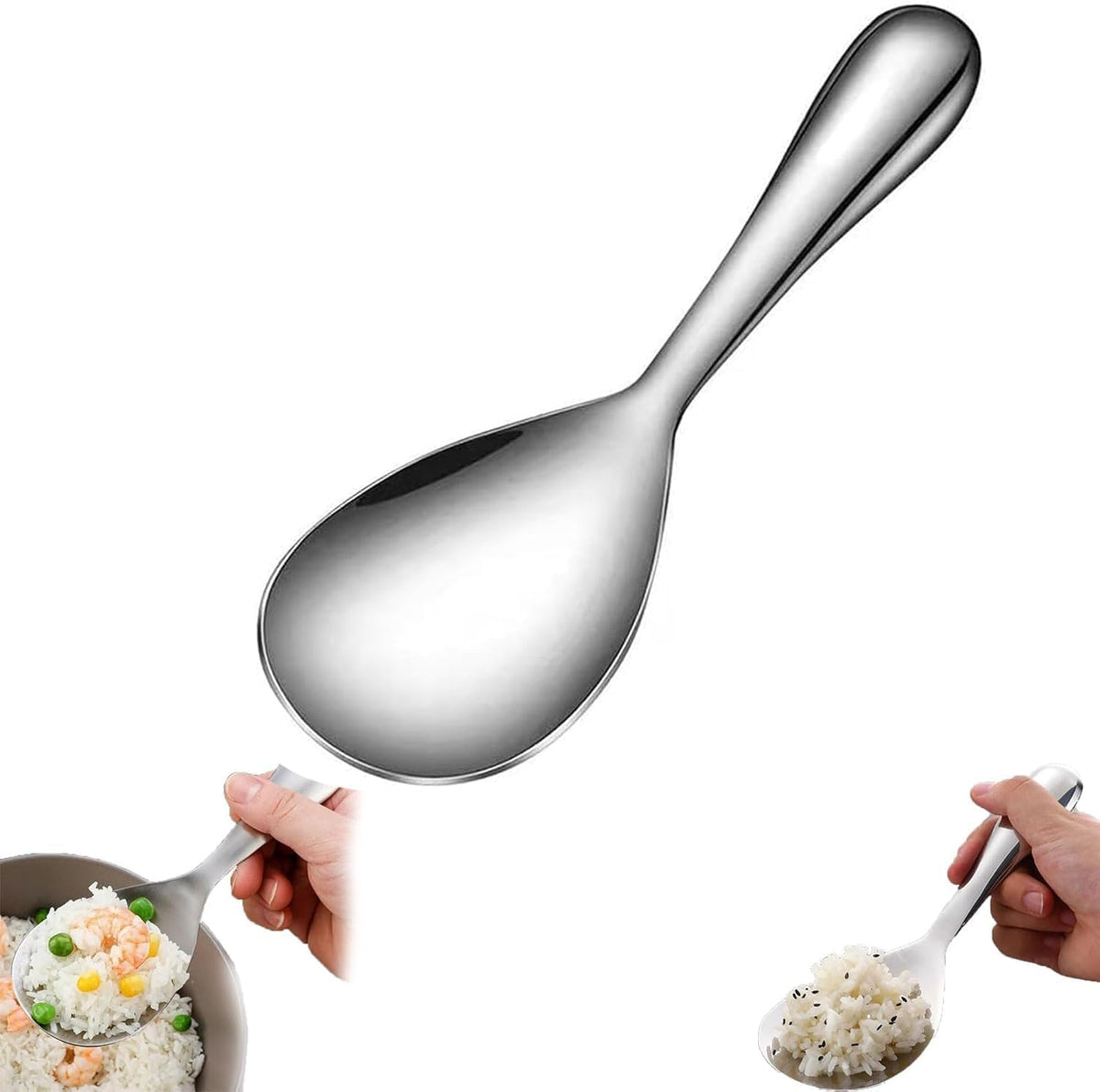 Thickened Stainless Steel Non-Stick Rice Spoon,Stainless Steel Rice Spoon,Durable, Non-Stick Food Rice Spoon Paddle, Easy to Clean, Suitable for Home Hotel Restaurant (2pcs)