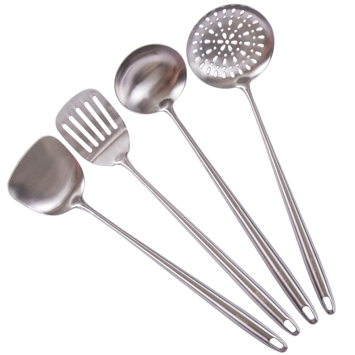 17″ Wok Utensils - Wok Spatula and Ladle, Skimmer Spoon, Slotted Spatula