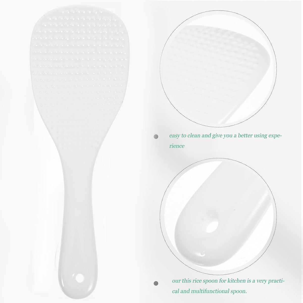 2pcs Ceramic Rice Paddle Spoon for Rice Cooker White Serving