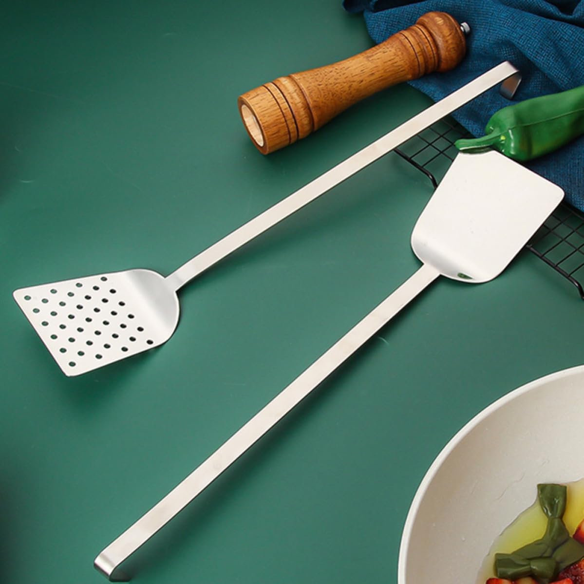Stainless Steel Steak Spatula for Nonstick Pans and Wok Stir Fry
