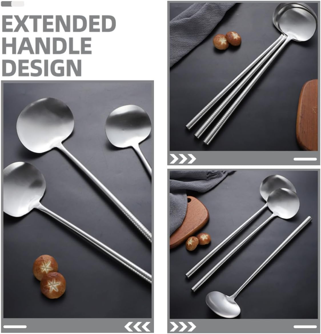 Wok Spatula Stir Fry Cooking for Kitchen with Long Handle Stainless Steel