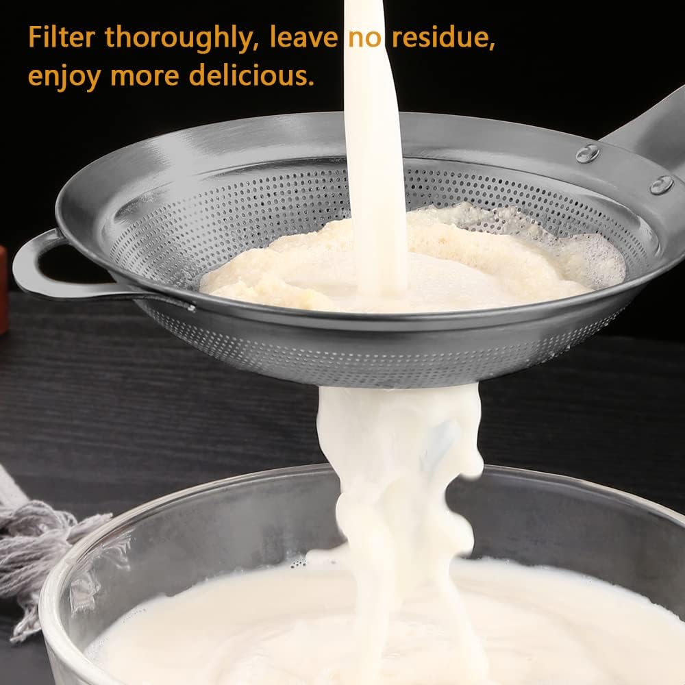 Fine Mesh Stainless Steel Metal With HoleSieve Food Strainer Grease Spider Skimmer And With Handle Large Holes Slotted Colander Frying Spoon Set,Handheld For Kitchen Cooking And Filter Food Residues
