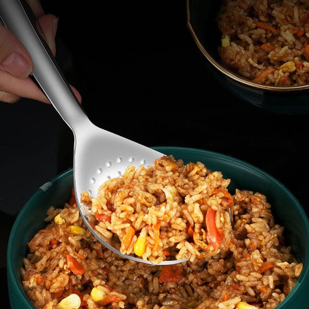 Kichvoe Stainless Steel Rice Spoon Set 2 Pcs Rice Paddle Scooper for Cooking Cooker Spoon for Serving Smooth Surface Easy to Clean 8.07 in Kitchen Utensils