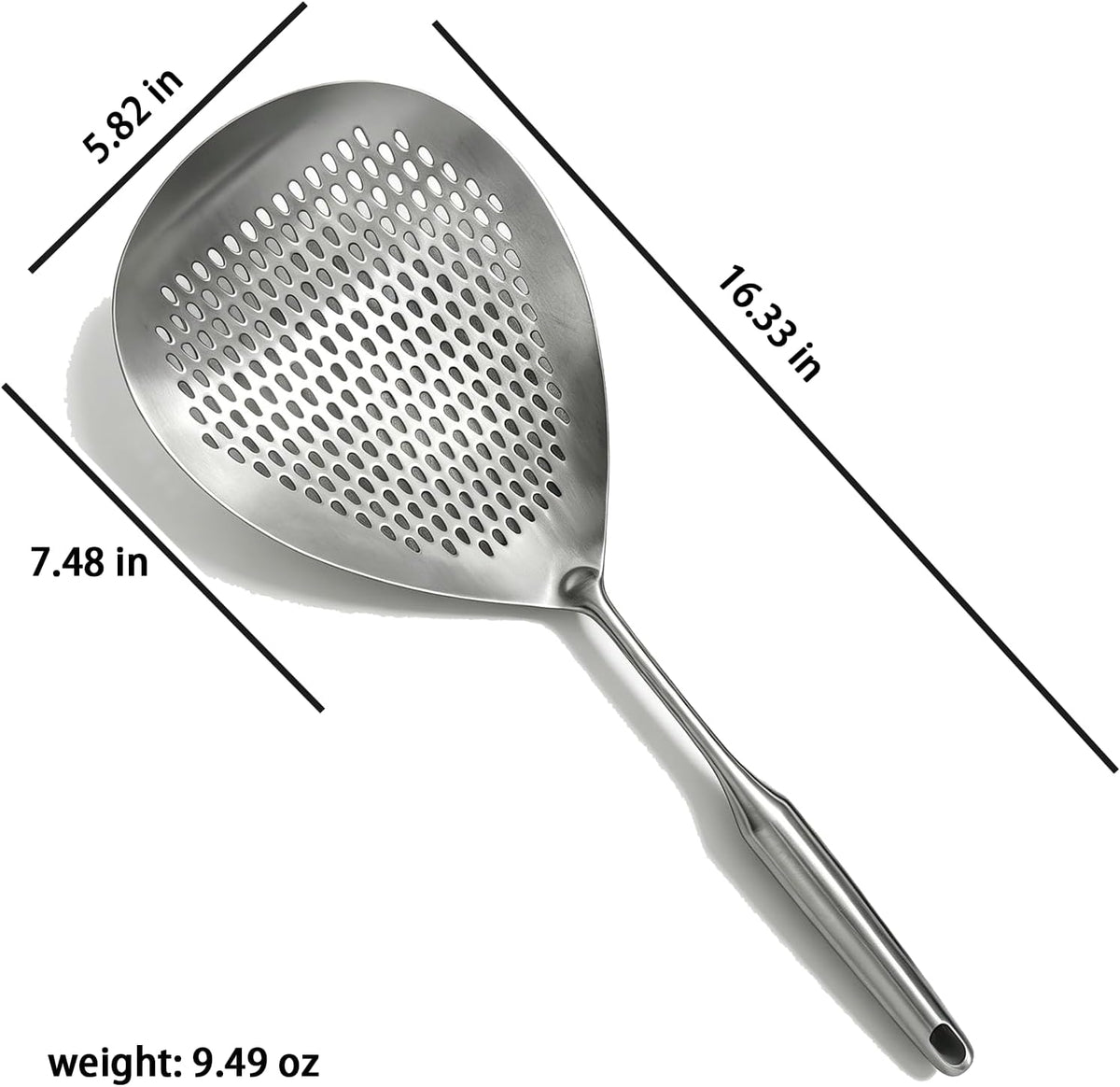 Stainless Steel Skimmer Spoon, Large Slotted Spider Skimmer with Long Handle, Heat Resistant Strainer Ladle for Deep Frying Hot Pot Draining Home Restaurant Use 16.1 Inches (Silver)