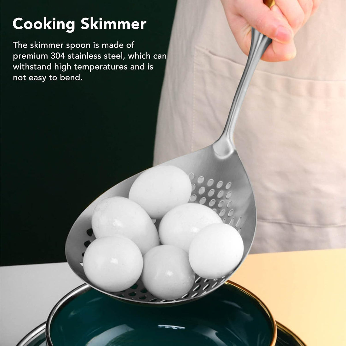 Skimmer Slotted Spoon, Stainless Steel Skimmer Ladle Spider Strainer 