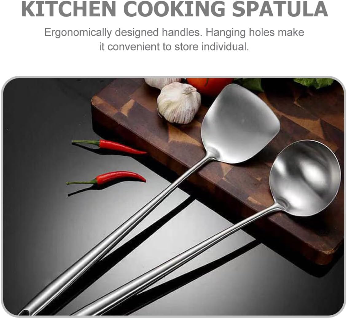 304 Extended Stainless Steel Wok Spatula for Kitchen Cooking
