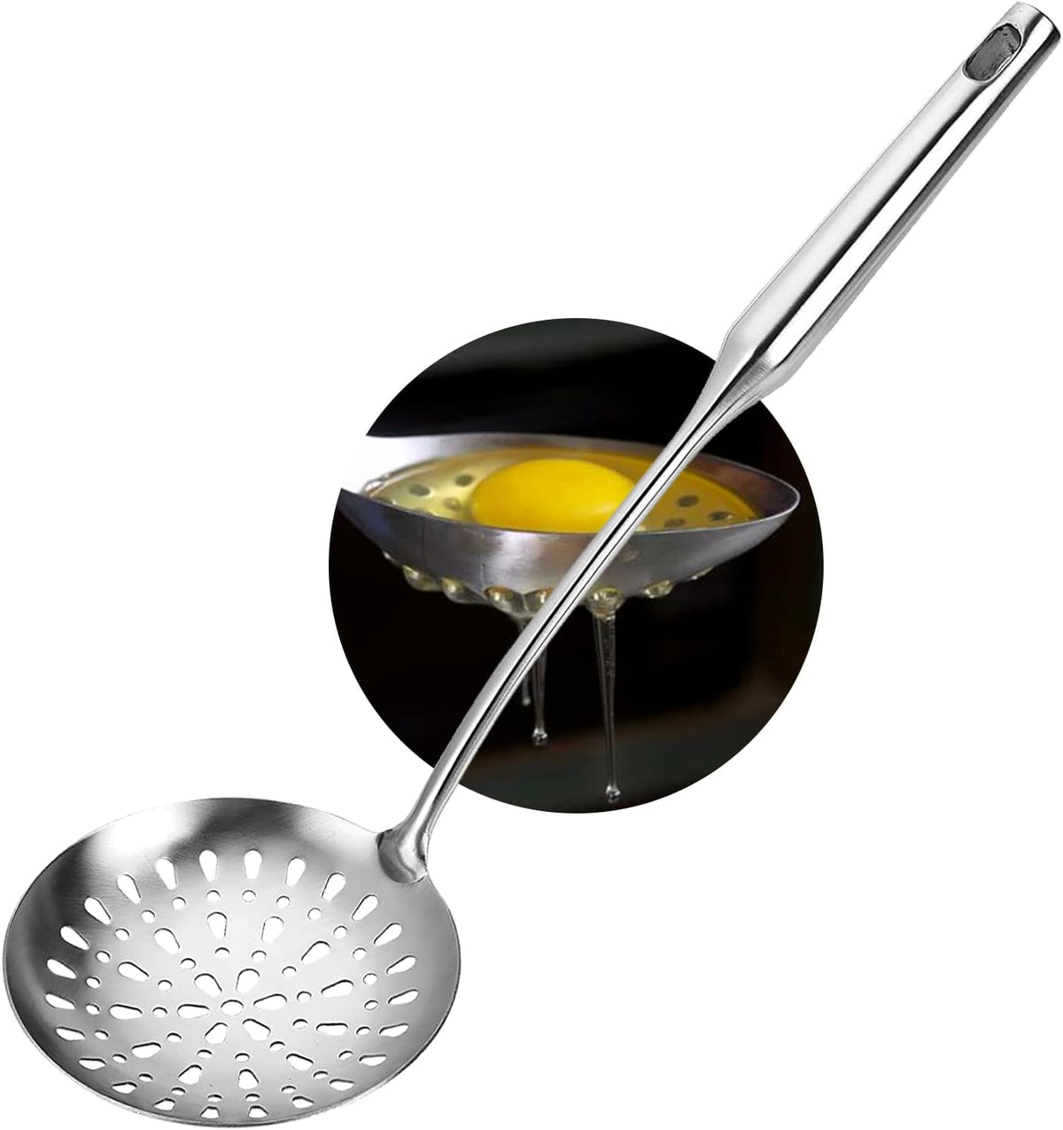 TBWHL Skimmer Slotted Spoons for Cooking Frying, Heavy Duty 304 Stainless Steel Strainer Spoon with Vacuum Ergonomic Handle, Comfortable Grip Design Strainer Ladle for Kitchen, 14.96 Inches