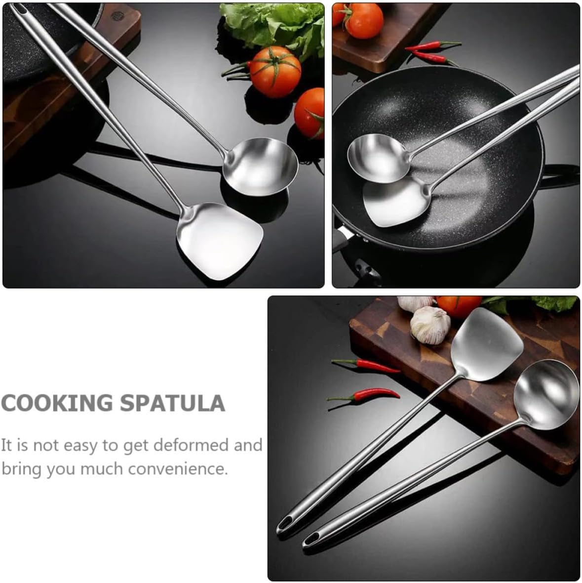 Stainless Steel Wok Spatula, Long Handle Stir-fry Cooking Shovel