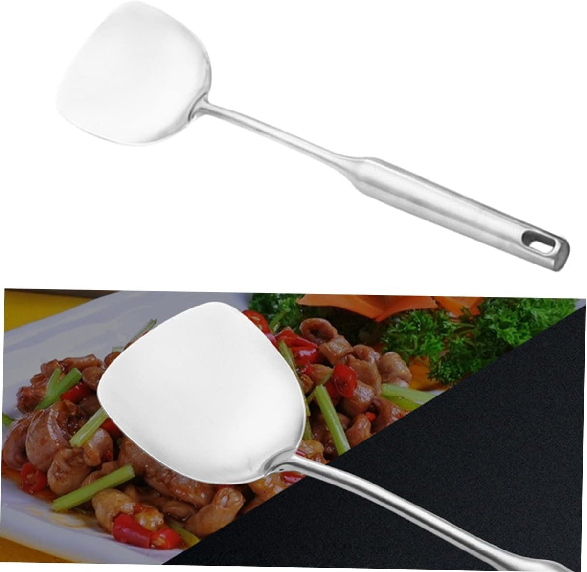 Wok Spatula for Stir Fry Long Handle with Hollow Stainless Steel