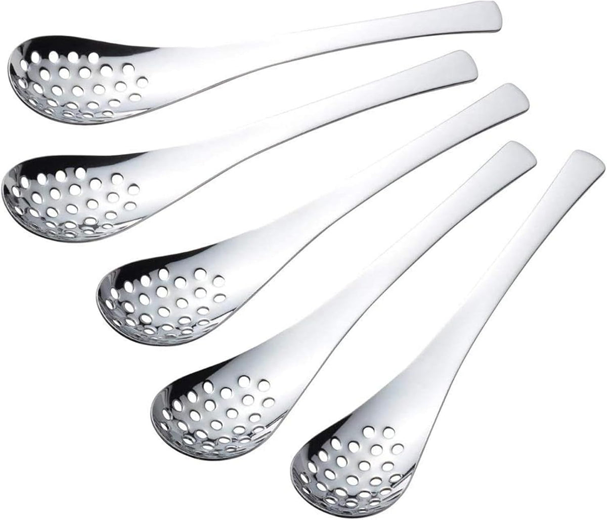 Shimomura Planning 38533 Astragalus Spoon, Hole, Set of 5, Made in Japan, Dishwasher Safe, Total Length 7.1 inches (18 cm), Cut and Scoop Juice, Ramen, Pot, Cone, Tuna Can, Instead of a Masher,