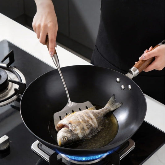 316L Stainless Steel Wok Spatula Set Wooden Handle