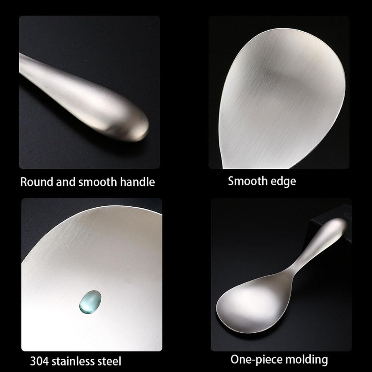 Thickened Stainless Steel Non-Stick Rice Spoon,Stainless Steel Rice Spoon,Durable, Non-Stick Food Rice Spoon Paddle, Easy to Clean, Suitable for Home Hotel Restaurant (2pcs)
