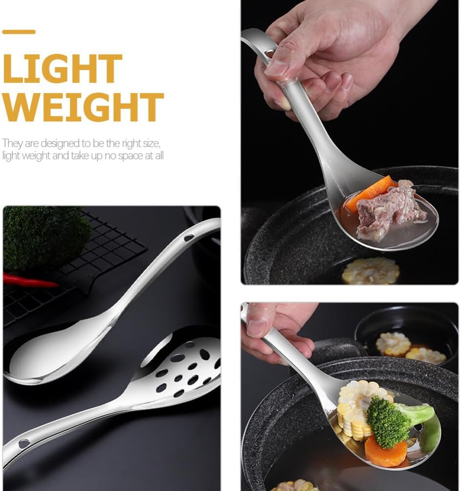 Luxshiny 2-piece Stainless Steel Rice Scooper Set Daily Use Slotted Spoons for Serving Rice Buffet Restaurant Home Kitchen Portable 9.25 inch Utensils
