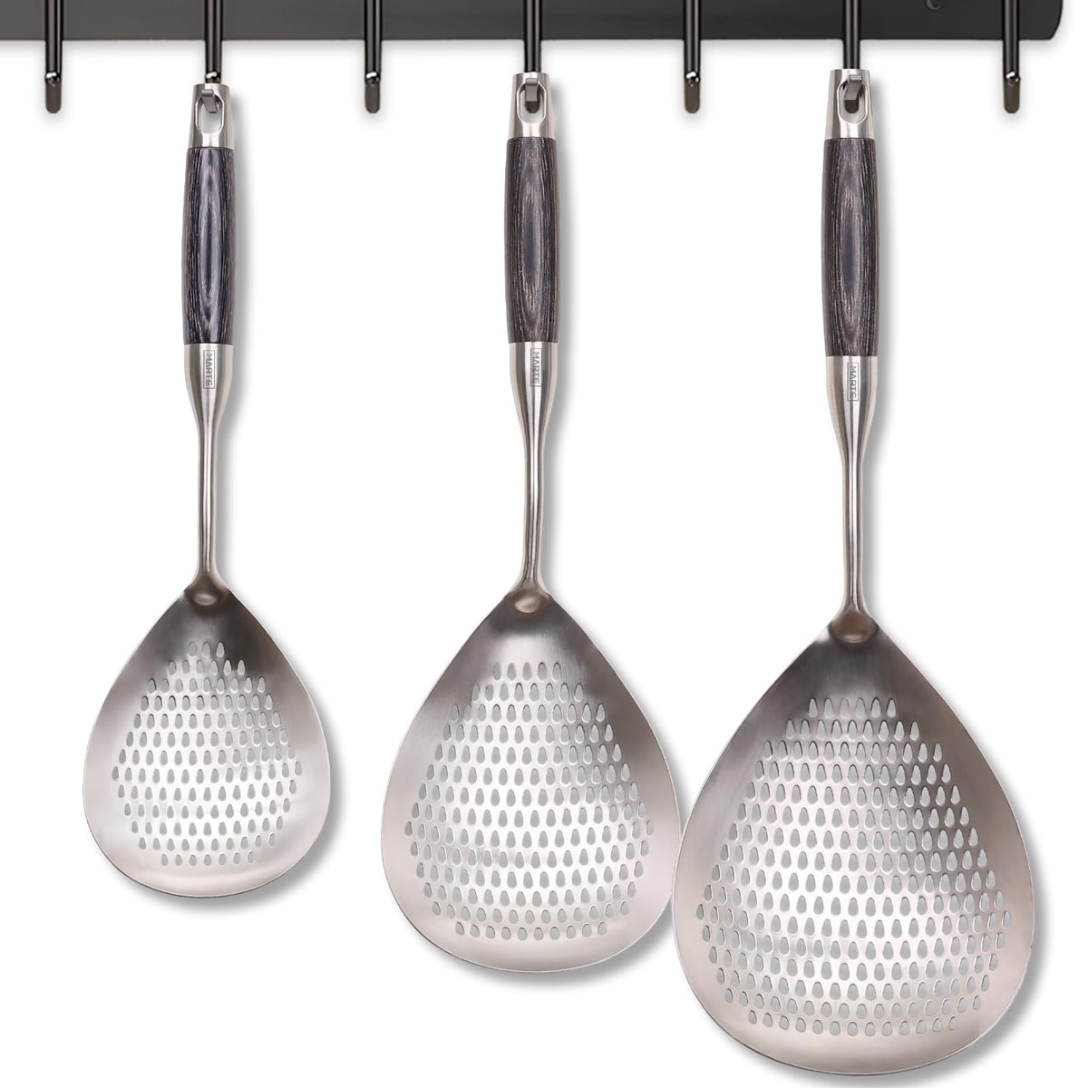Skimmer Slotted Spoon -16.5" 304 Stainless Steel Pasta Spider Strainer Skimmer Ladle Spoon for Cooking and Frying - Kitchen Metal Scoop Colander Strainer Spoon with Heat Resistant Handle
