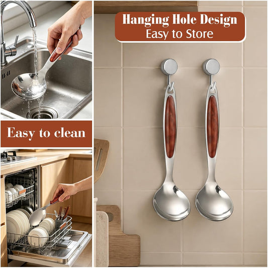 HEMOTON Rice Paddle Spoon 2Pcs Rice Paddle Spoon Stainless Steel Serving Scooper Non- stick Spatula Server