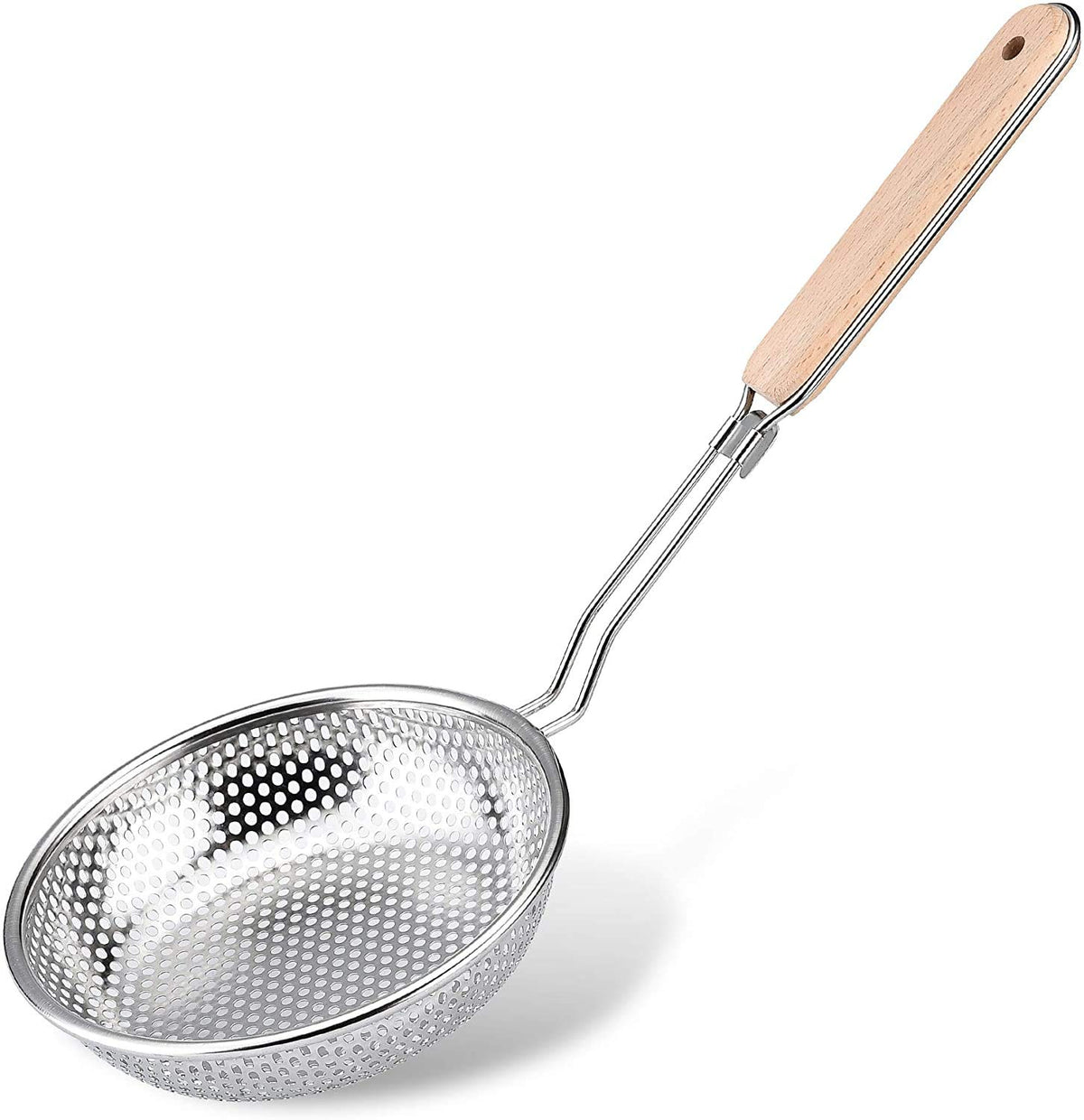 Multi Kitchen Utensil Stainless Steel Cooking Skimmer Slotted Fish Turner Spatula Spoon Colander Drain Water Filter Spoon Ladle Spider Strainer Skimmer Ladle for Cooking &Frying (2pcs)