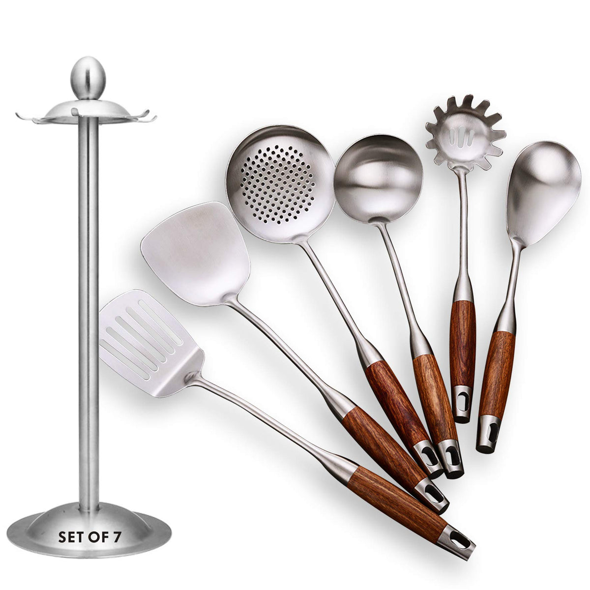 Chinese Wok Spatula, 304 Stainless Steel,with Wooden Handle, 15.7 Inch